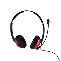 Professional Keenion KDM-550 Lightweight Hi-Fi Stereo PC Headphone, With Dynamic Microphone & In-Cord Volume Control - Black / Red