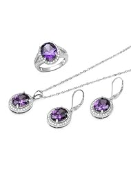 Sterling Silver 31.34 CTW Cubic Zirconias Ladies Jewelry Set. Ring Size 7. Length 32 in. Total Item weight 6.5 g.