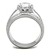 Marimor Jewelry Men's 2.25 Carat Round Cut Cubic Zirconia, Silver Stainless Steel Ring Sizes 8-13