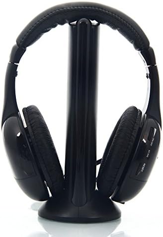 New 5 in 1 Hi-fi Wireless Headset Headphone Earphone for Tv DVD Mp3 Pc Black Fast Ship