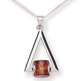 Sterling Silver And Amber Contemporary Triangular Pendant