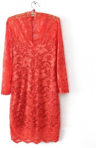 Women's 3/4 Sleeve Bodycon Slim Sexy Lace Dress Red X-Large