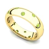 14k Yellow Gold Bezel set Peridot Semi Eternity Band Ring
