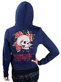 ED HARDY Christian Audigier Tattoo Zip Womens Hoodie Blue Size L