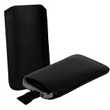 Shop4 Black Leather Pouch with Pull Release Tab For Samsung i9100 Galaxy S2 Mobile Phone