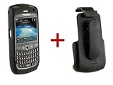 BLACK Seidio Innocase II Surface Combo Combination Holster and Snap On Slide-in Hard Plastic Shell Cover Case for Blackberry Curve 8900