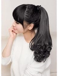 KLOUD ? Black 18" clip in Curly Tail human hair extensions wigs plus KLOUD cleaning cloth