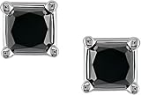 14K White Gold 1 ctw Black Diamond Solitaire Earrings