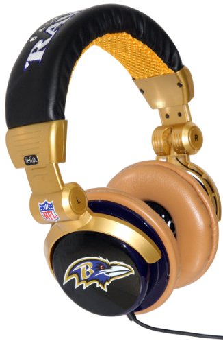 iHip NFH22BAR NFL Baltimore Ravens DJ Style Headphones, Purple/Black