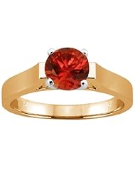 1.10 Ct Round Cognac Red SI1/SI2 Diamond 18K Yellow Gold Ring
