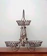 11"x8"x21"H Wrought Metal Fruit Basket-Anti Gold Finish