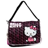 Sanrio Hello Kitty Messenger Bag  - Hello Kitty Bag ( Black / Silver Trim )