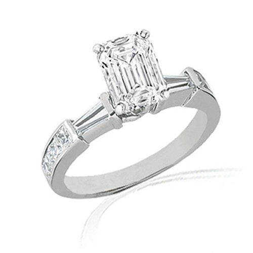 1.70 Ct Emerald Cut 3 Stone Diamond Engagement Ring VS2
