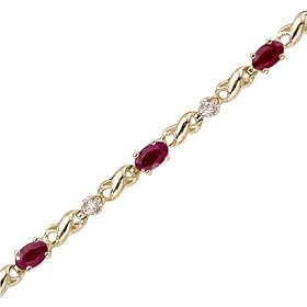 14K Yellow White Gold 0.08 ct. Diamond and 1 3 4 ct. Ruby Bracelet by Katarina Jewelry