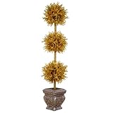 3-Ball Tinsel Potted Tree- Gold(5')