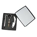 4 Piece Stainless Steel Professional Wine Accessories Set (wine corkscrew, bottle stopper, drip ring and wine pourer)