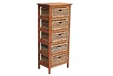 5 Drawer Rustic Brown Wash Abaca Storage Rack / Rattan Storage Unit