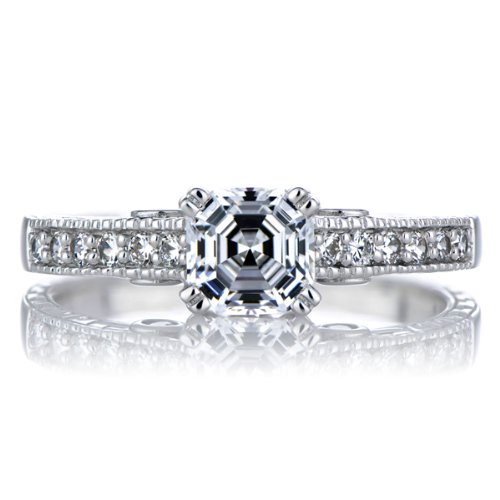 Shayla's Asscher Cut CZ Engagement Ring - Aqua Heart CZs