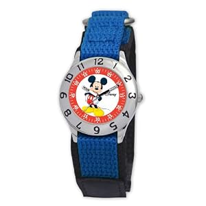 Disney Kids' D800S502 Mickey Mouse Time Teacher Blue Velcro Strap Watch