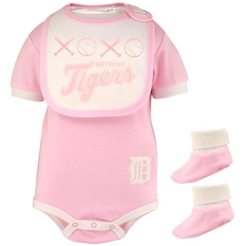 Detroit Tigers Pink Newborn Baseball Bib & Booties Set (24 Months)