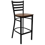HERCULES Black Ladder Back Metal Bar Stool with Cherry Wood Seat - XU-DG697 ....