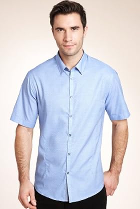 Autograph Pure Cotton Dobby Spot Slim Fit Shirt