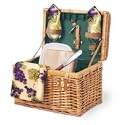 Picnic Time Napa 11.75in. Willow Basket w/ Wine & Cheese Service For 2 (Hunter Green)