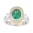 18K Two-Tone Gold Emerald and Diamond Ring