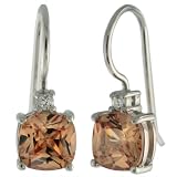 Sterling Silver Cushion-Cut Champagne Cubic Zirconia Earrings by Charles Winston