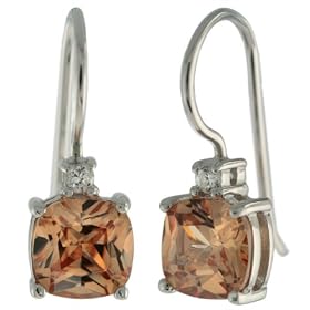 Sterling Silver Cushion-Cut Champagne Cubic Zirconia Earrings by Charles Winston from amazon.com