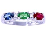 14K Yellow or White Gold Petite Oval Gemstone and Diamond Ring-Multi Ruby-Blue Sapphire-Emerald-full, half sizes from 5-8.5