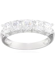 Sterling Silver Swarovski Zirconia 2cttw Cushion 5 Stone Anniversary Ring