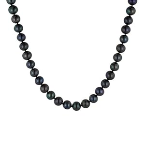 Black Freshwater Cultured Pearl Necklace (10-11mm), 18\”