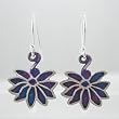 Lotus Flower Dangle Earrings in Sterling Silver and Patina, #9159