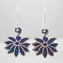 Lotus Flower Earrings in Sterling Silver with Purple Patina, #9159
