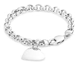 Image of Sterling Silver B0844 Women's Heart Drop Bracelet