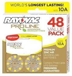 Rayovac Mercury Free Proline Advanced Size 10 Hearing Aid Batteries, Total of 48 Batteries