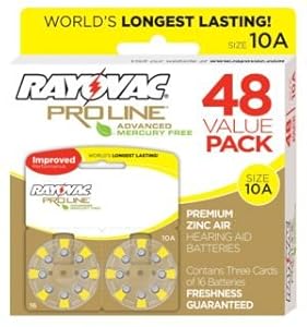 Rayovac Proline Advanced Size 10 Hearing Aid Batteries (48 Pack)