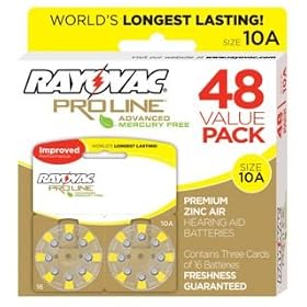 Rayovac Proline Advanced Size 10 Hearing Aid Batteries (48 Pack)