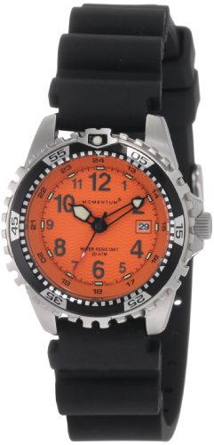 Momentum Women's 1M-DV01O1B M1 Orange Dial Black Rubber Dive Watch