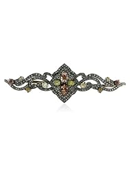 18kt Yellow Gold Diamond Pave Palm Bracelet Silver Designer Jewelry