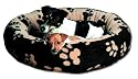 Dog Bed-Donut Dog/cat napper Black with Beige Paws size 70