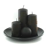 Black Velvet Candle Set w/ Plate Halloween Romantic