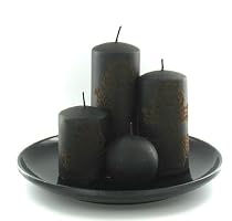 Black Velvet Candle Set w/ Plate Halloween Romantic