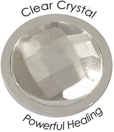 Quoins "Emotions Faceted" Faceted Cabochon Cut Gemstone Stainless Steel Coin Medium (29mm) Clear Crystal - "Powerful Healing"