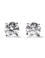 1.45 Carat Round Cut Diamond Earrings Studs In 14K White Gold