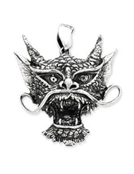 Sterling Silver Antiqued Dragon Head Pendant QC3937"