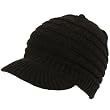 Winter Ribbed Knit Jeep Skully Skull Beanie Visor Black