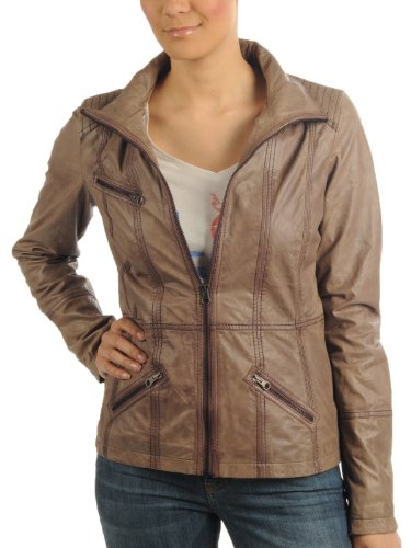 TOM TAILOR Denim Damen Jacke, 37000250071/biker leatherjacket, Gr. 38 (M), Beige (1000) Preisvergleich