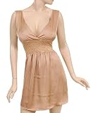 Sexy Tan Brown Mini Party Cocktail Dress with Lace Accent